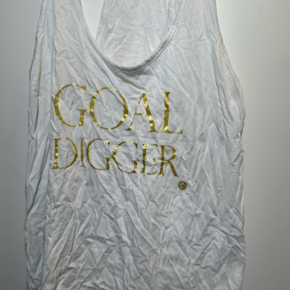 Lily Lotus White Tank with Gold Accents